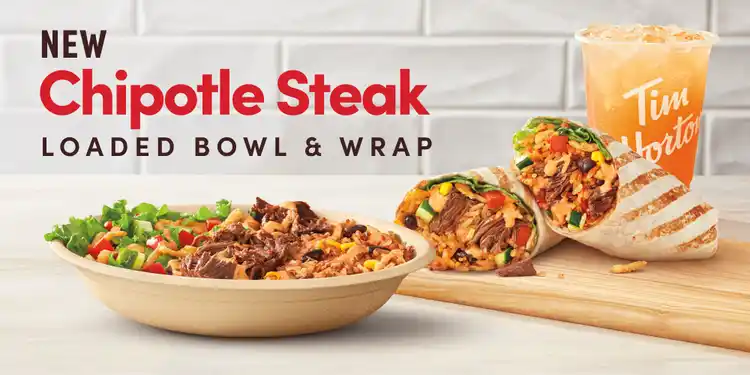Tim Hortons Canada New Chipotle Steak Loaded Bowls and Wrap 2023