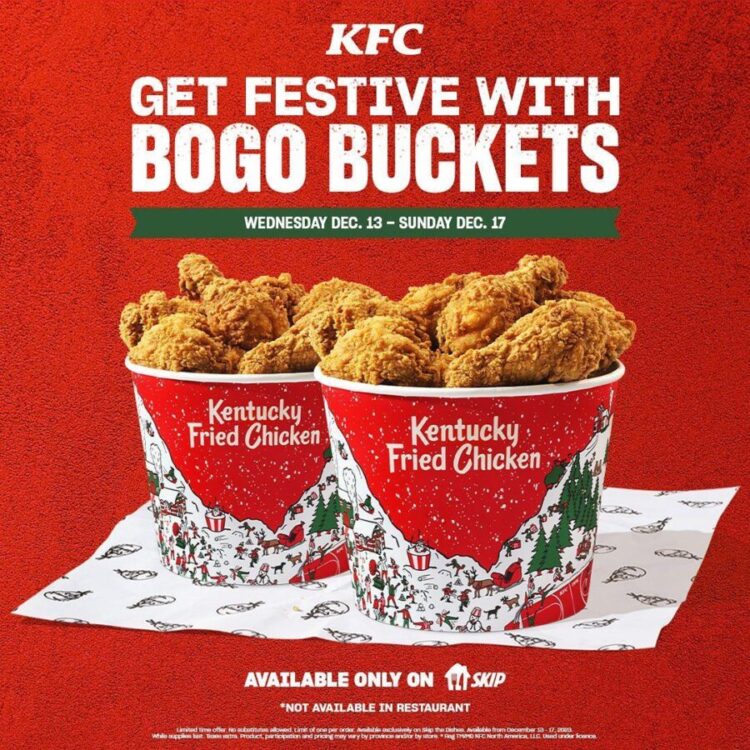 KFC Canada Offering Buy One Get One Buckets of Chicken 2023 Only on SkipTheDishes