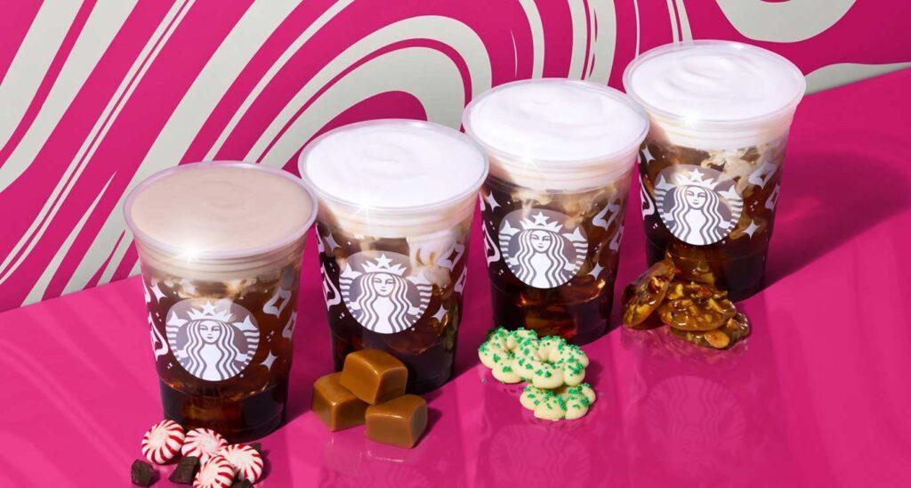 Starbucks Canada New Holiday Cold Foams 2023: Peppermint, Sugar Cookie, Chestnut Praline, Caramel Brulee