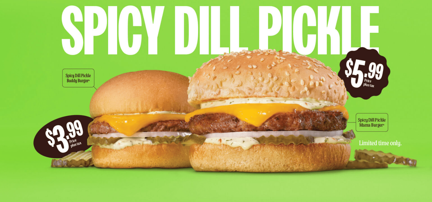 A&W Bring Back Spicy Dill Pickle Mama Burger and new Spicy Dill Pickle Buddy Burger