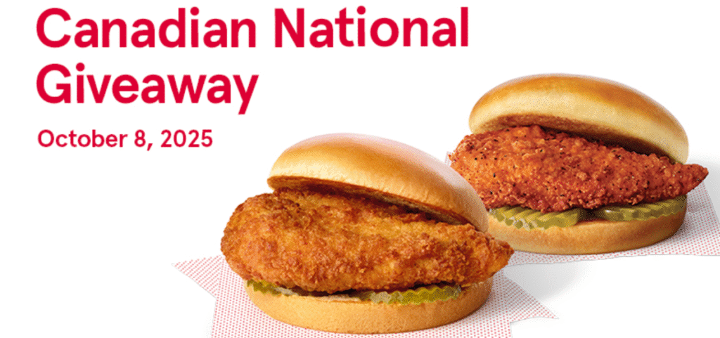 Chick Fil A Free Chicken Sandwich Canada October 8 2025